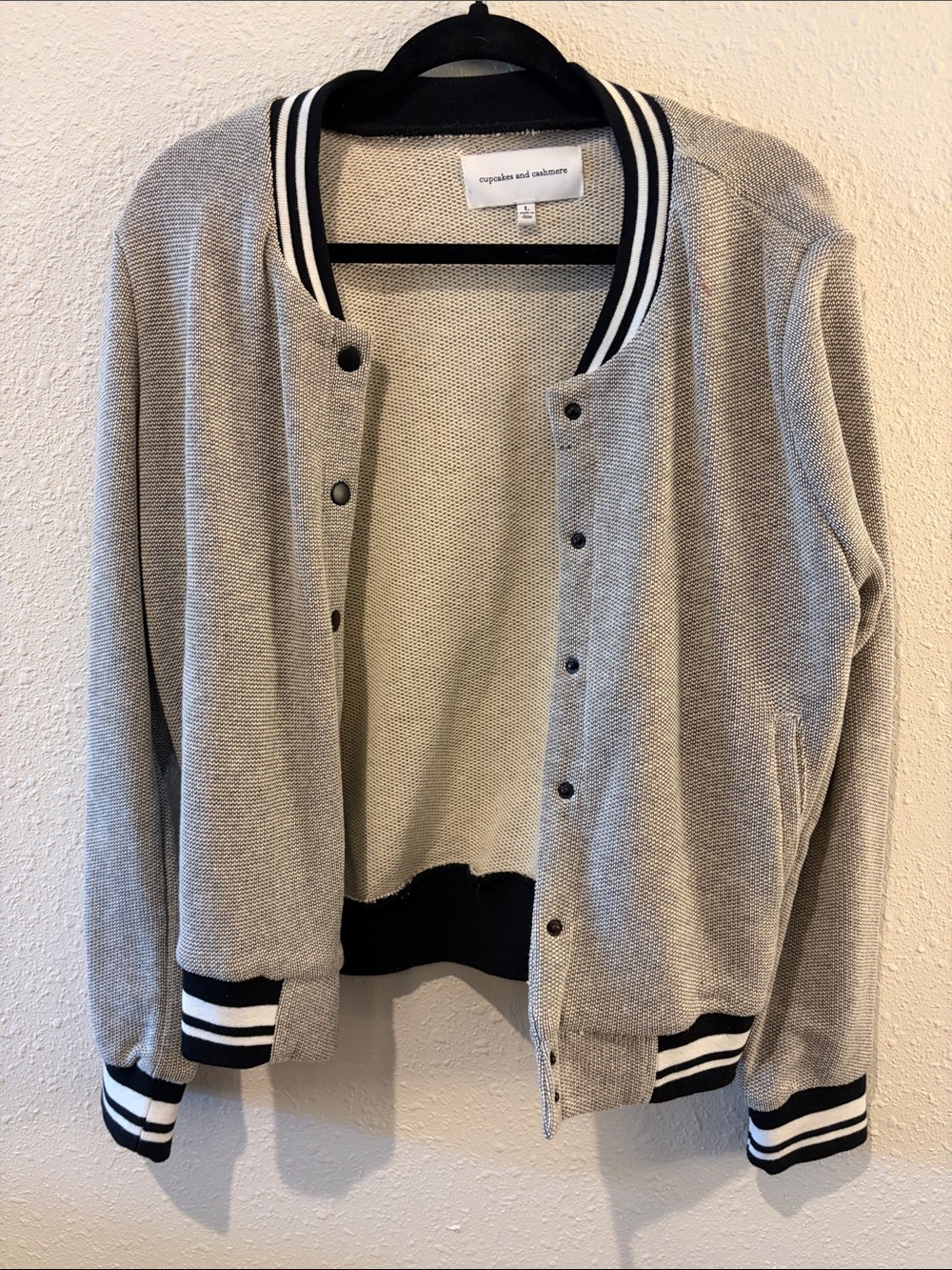 cupcakes & cashmere Cream Knit Sweater with Black Accents